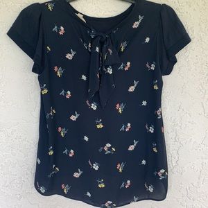 Loft Blue Flowered Sweater